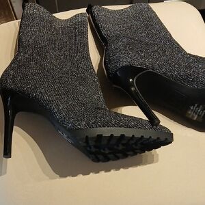 Mix No. 6 Black Glitter Heeled Boots